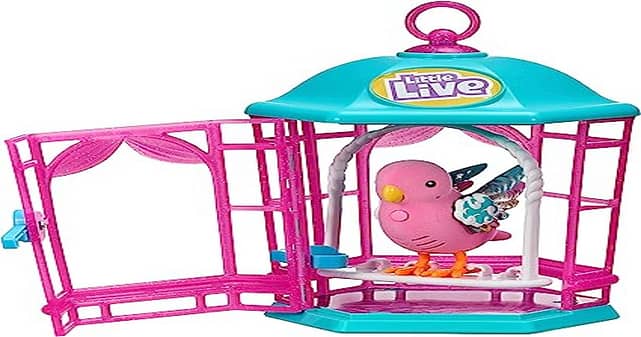Little Live Pets Bird with Cage-Rainbow Glow 
